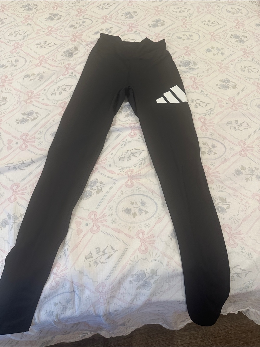 Never been worn Adidas Black Leggings with White Logo Accent